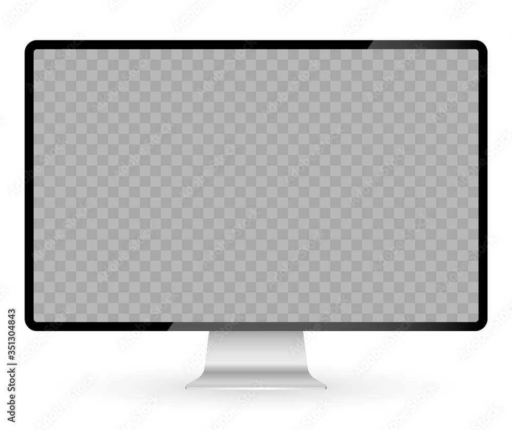 Poster Realistic black modern thin frame display computer monitor vector illustration.