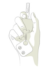 Vector illustration of hand holding car key with remote controller