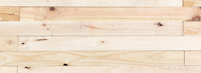 Fototapeta premium Top view of wooden board made with natural pine slats. Space for text. DIY concept.