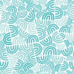 Fototapeta na wymiar Vector blue rainbow doodles. Perfect for surface pattern design, wallpaper, stationery.