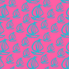 Sailboat ship seamless pattern.