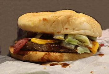 Beef burger with vegetables and cheese