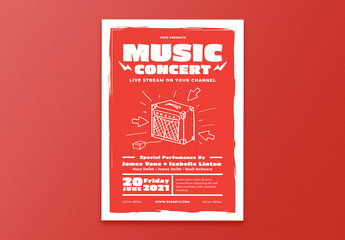 Red Music Concert Flyer Layout