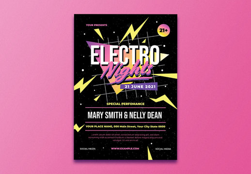 Retro Electro Night Event Flyer Layout