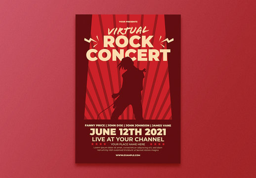 Virtual Rock Concert Event Flyer Layout