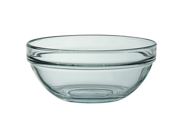 Large glass plate, salad bowl. Empty isolated on a white background