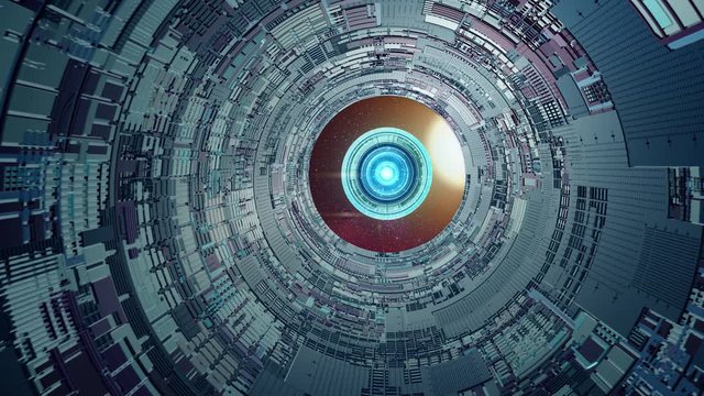Command module separating from space station. Futuristic Concept Design
