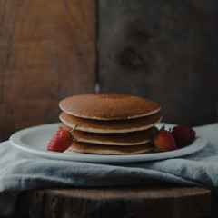pancakes with wooden background