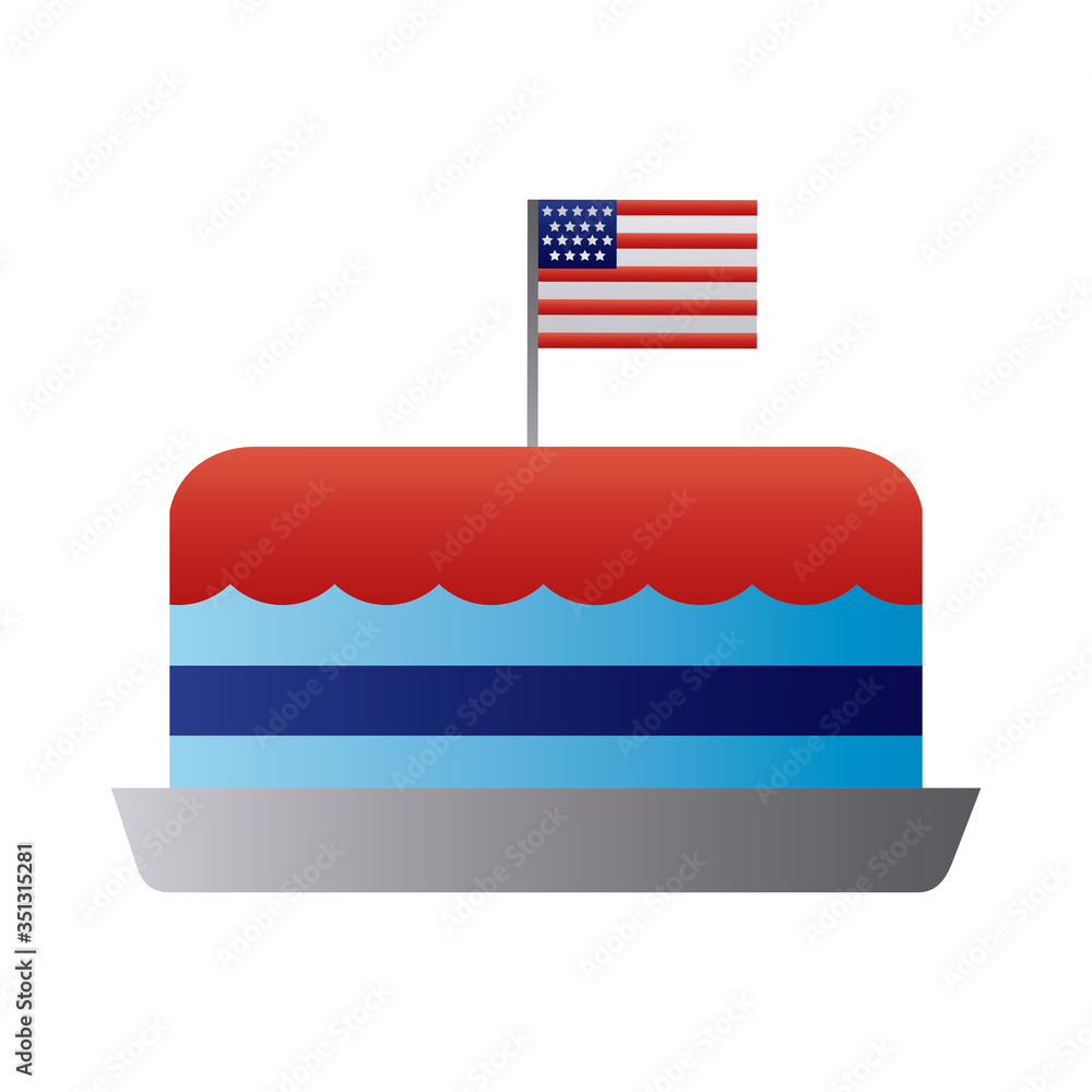 Sticker cake with usa flag degraded style