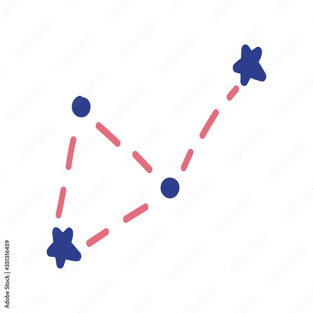 Poster constellations made in a doodle style. vector graphics of space themes with constellations and stars
