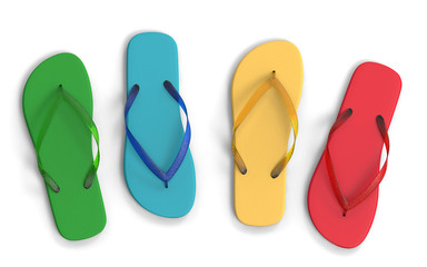 Colorful flip flops isolated on a white background - obrazy, fototapety, plakaty