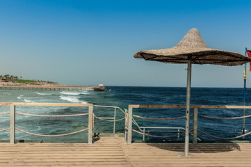 Rest on the beach in the Persian gulf. Sharm El Sheikh. Photo on a sunny day..Holidays in 2018.
