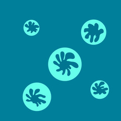 abstract virus bacterium blue colors symbol microbe pathogen microorganism thaksin molecule medical logo on a blue background