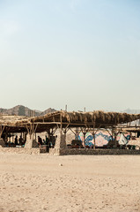 Ras Muhamed, a natural water reserve .Sharm El Sheikh. Photo on a sunny day. Mountains and the sea..Holidays in 2018.