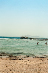Ras Muhamed, a natural water reserve .Sharm El Sheikh. Photo on a sunny day. Mountains and the sea..Holidays in 2018.