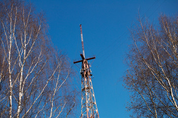 wireless radio tower in forest
