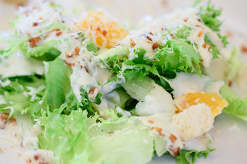 Caesar salad with crispy bacon