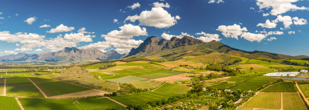 Panoramic aerial view of Simonsberg Nature Reserve, South Africa.