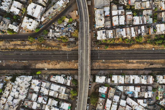 Aerial View Of Empty Streets Due To Coronavirus Pandemic In Ahmedabad, Gujarat, India