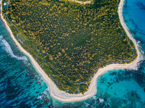 Aerial View Of Punta Arena Beach Mona Island, Puerto Rico.