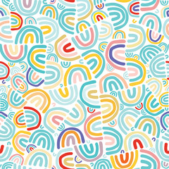 Vector colorful rainbow doodles. Perfect for surface pattern design, wallpaper, stationery.