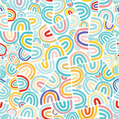 Vector colorful rainbow doodles. Perfect for surface pattern design, wallpaper, stationery.