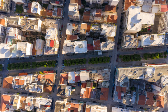 Aerial view of empty streets due to the coronavirus pandemic in Patras, Greece