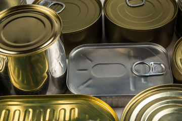 Mix of cans isolated on white background.