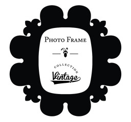 Vintage photo frame - Black and white vector graphic