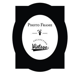 Vintage photo frame - Black and white vector graphic