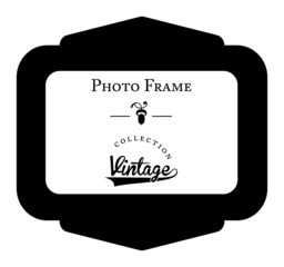 Vintage photo frame - Black and white vector graphic
