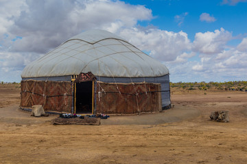 Yurt in Kyzylkum desert, Uzbekistan