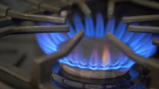 Gas-Ring Stove With Blue Flame in Slow Motion 180fps