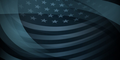 USA independence day abstract background with elements of the american flag in dark blue colors
