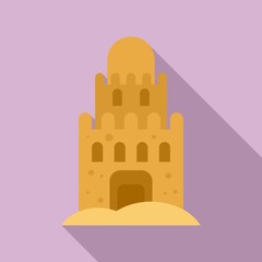 Beach sand castle icon. Flat illustration of beach sand castle vector icon for web design