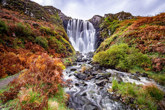 Clashnessie Falls in the dramatic highlands of scenic Scotland, a fantastic adventure travel destination for a holiday vacation to view awesome picturesque scenery © Andy