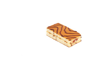 Sponge Cake with fruit cream filling isolated on white background