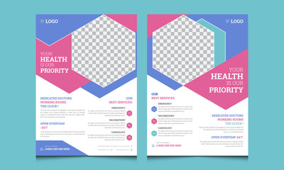 Naklejka premium Medical Healthcare Flyer, Poster. Hospital flyer design template