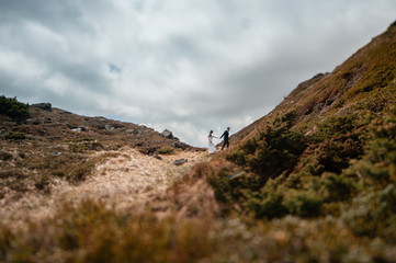 Wedding couples photoshoot in beautiful carpathian mountains