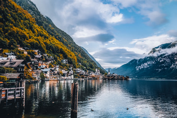 Beautiful view on hallstätter see in Hallstatt, Austria