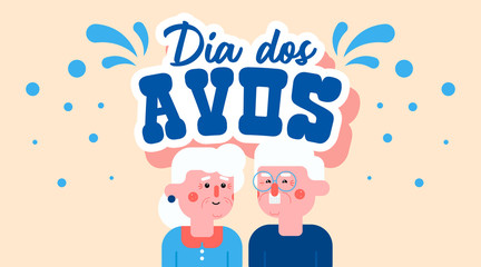 Dia dos avós illustration vector. Flat illustration of happy grandparents' day