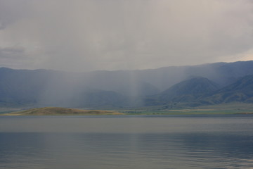 Rainy cloud at the lake
