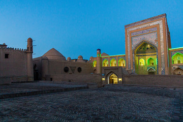Allakuli Khan Madrassah in the old town of Khiva, Uzbekistan.