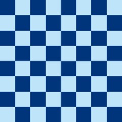 Modern chess board background design in navy blue and sky blue colored squares