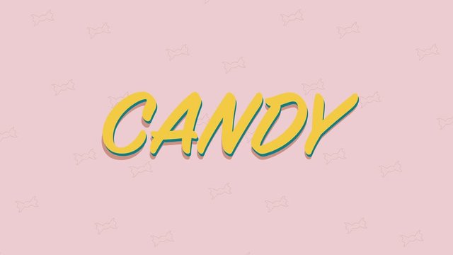 Candy and sweets sign moving animation video. Motion design intro or background. Moving letters seamless and looping video with candies background