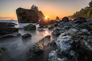 Sunset at a Rocky Beach, Northern California Coast