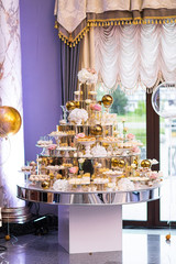 desserts with fruits, mousse, biscuits