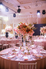 Beautiful flower decoration of the wedding venue and ceremony, details