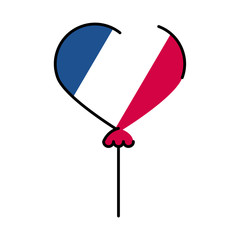 France heart balloon line and fill style icon vector design