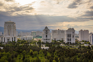 Fototapeta premium New marble-clad buildings in Ashgabat, Turkmenistan